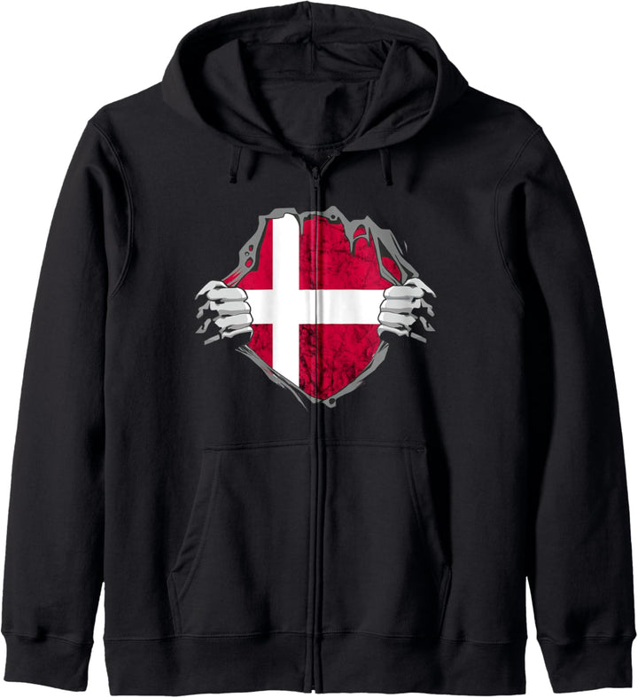 Däne Brust Dänemark Flagge Dänischer Stolz Danmark Kapuzenjacke