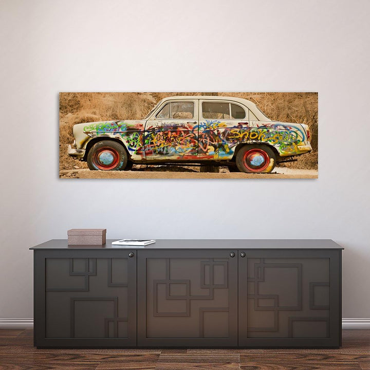 Feeby Frames, Leinwandbild, Bilder, Wand Bild, Wandbilder, Kunstdruck 40x100cm, Auto, Transport, Gra