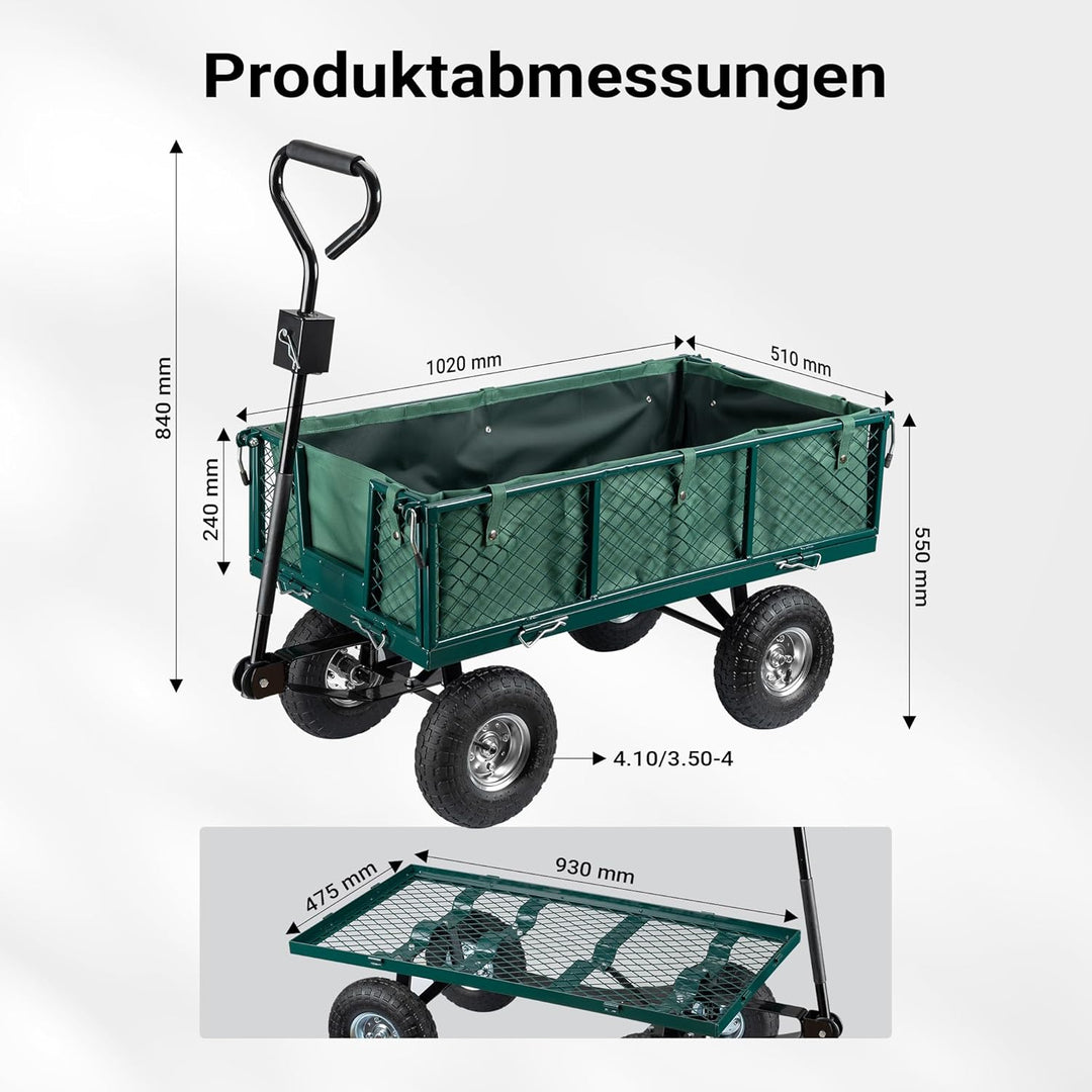 Transportwagen bis 300 kg mit Abnehmbarer Einlegeplane und Ablage