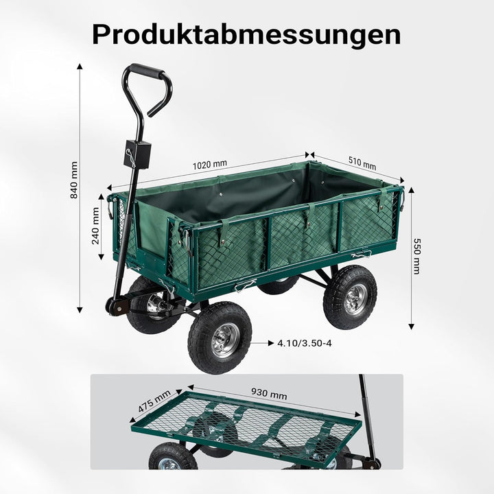 Transportwagen bis 300 kg mit Abnehmbarer Einlegeplane und Ablage