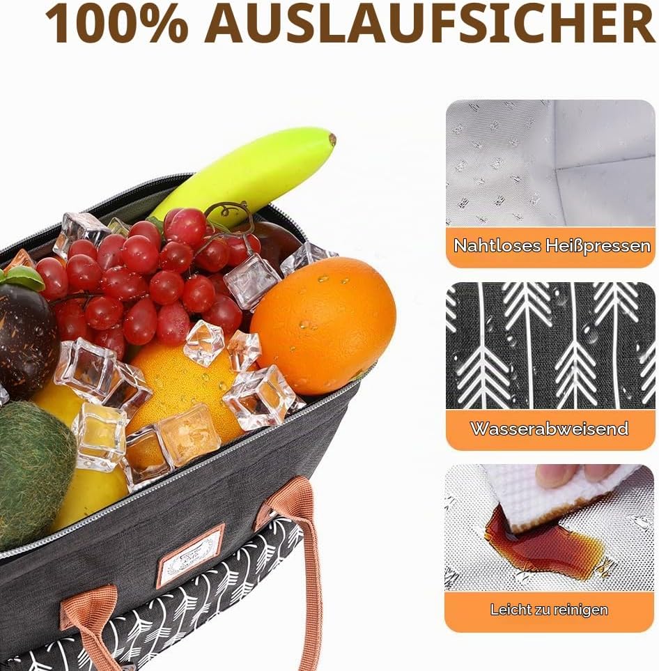 Lekesky Kühltasche Klein Lunch Damen Lunchtasche Isolierte für Frauen Auslaufsichere Weit Geöffnete