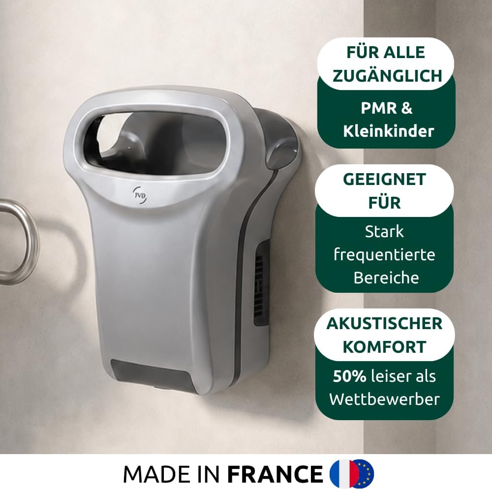 JVD - Sèche-mains Exp'Air Alu Gris Métal Epoxy Automatique à Air Pulsé Froid