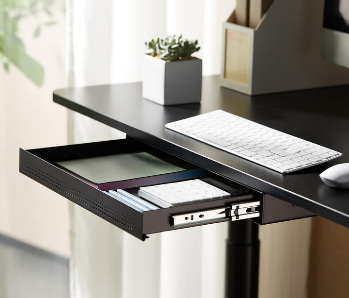 Ergolutions® Unterbau Schublade Slimline Schwarz - Flache, Einfache Montage, Vollauszug, Für Büromat