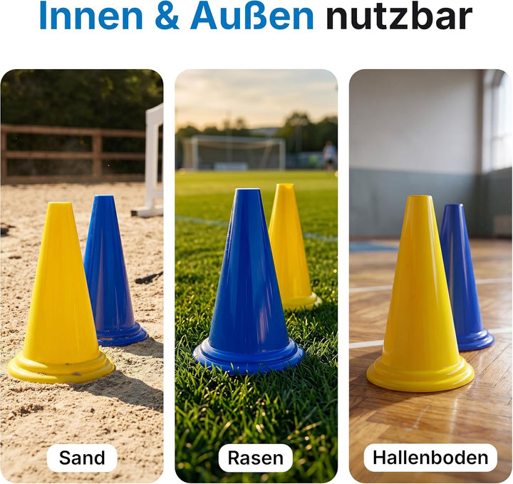 Dönges Pylonen Set 10 Stück 5 blau 5 gelb 230 mm aus PVC stapelbar ideal für Pferdesport Pferdegasse