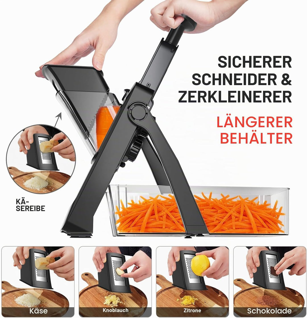 QYKIC Gemüseschneider, ONCE FOR ALL Verstellbar Gemüsehobel Mandoline Vegetable Slicer Kartoffelschn