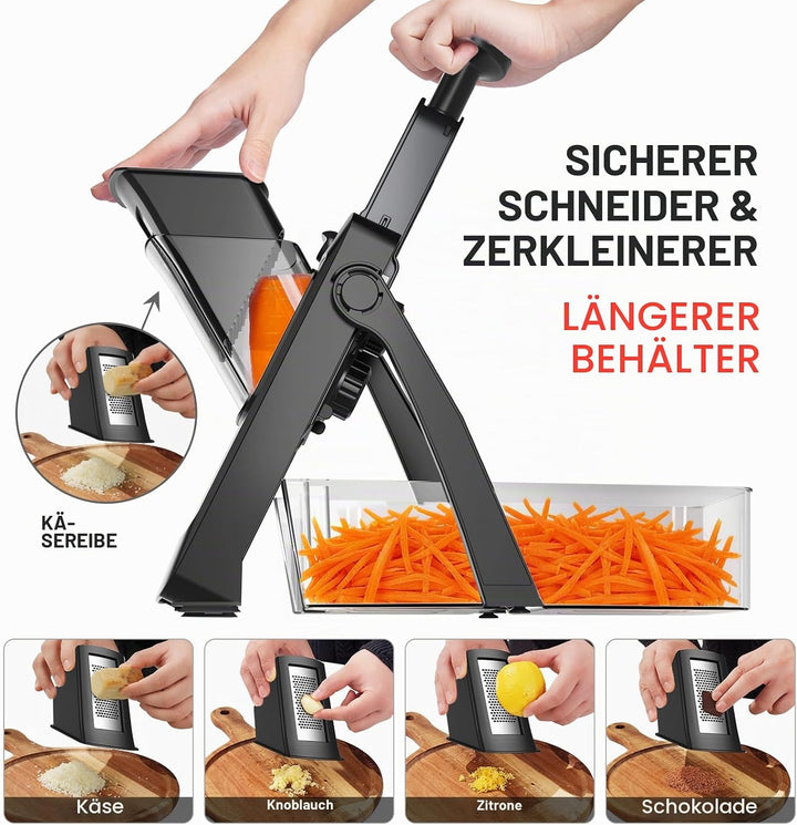 QYKIC Gemüseschneider, ONCE FOR ALL Verstellbar Gemüsehobel Mandoline Vegetable Slicer Kartoffelschn