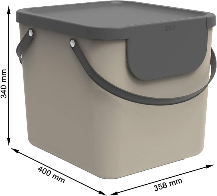 Rotho Albula Mülltrennungssystem 40l für die Küche, Kunststoff (PP), beige/anthrazit Cappuccino/Anth