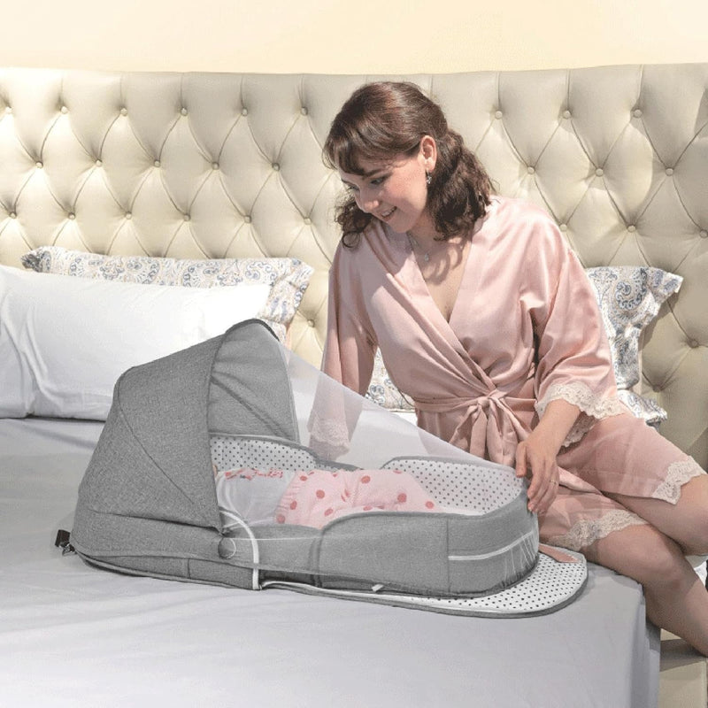 Upgrade Travel Bassinet, Foldable Bassinet, with Mouito Net and Awning, Portable Bassinets, Bed Bass