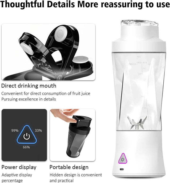 Smoothie Maker to Go, 700ml Tragbarer Mixer, Portable Blender mit 6-Klingen Edelstahl, Mini Mixer fü