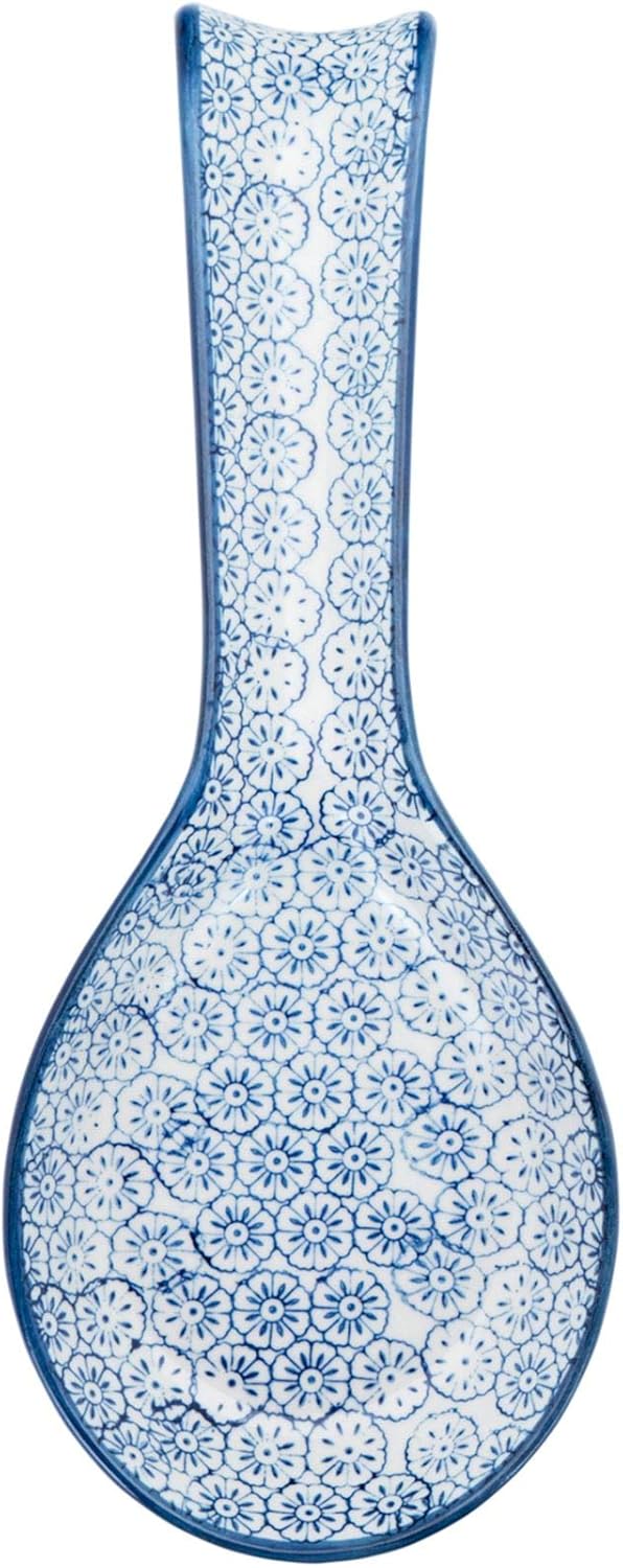 Nicola Spring Handbedruckte Küchenlöffelablagen - 26,5 cm - 2er-Pack - Marineblau, dekoratives Stein