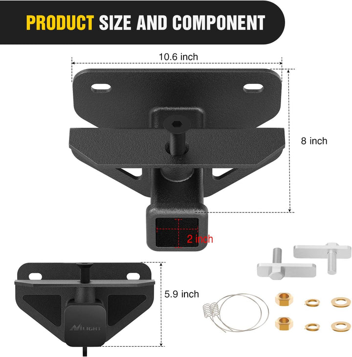 Nilight Anhängerkupplung und Abdeckungssatz, 5,1 cm (2 Zoll), für Dodge Ram 1500 & 2003-2013 Ram 250