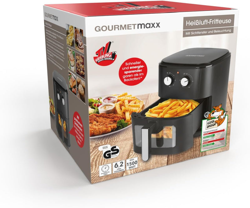 GOURMETmaxx Heissluftfritteuse 6,2 L (1500 W) | AirFryer mit Abschaltautomatik für punktgenaue Ergeb