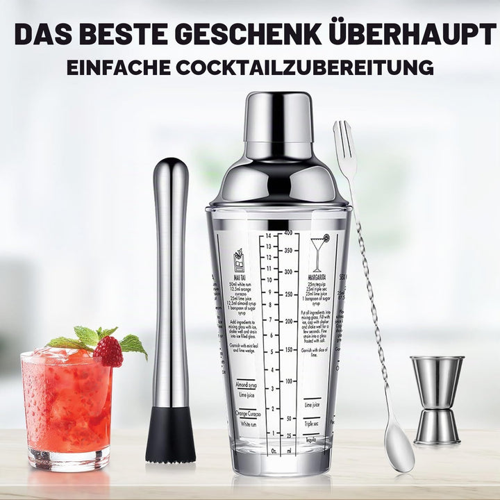 Glas Cocktail Shaker Edelstahl auslaufsicherer Deckel Boston Shaker Martini Shaker Anfänger Barkeepe