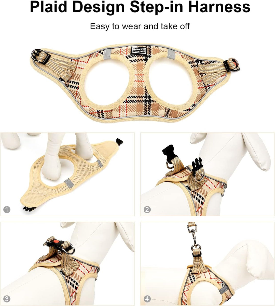 Suredoo Hundegeschirr Kleine Hunde mit Leine, Anti Zug Geschirr Reflektierend Atmungsaktiv Brustgesc