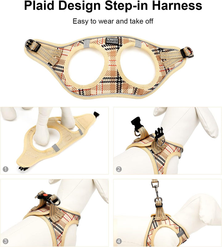 Suredoo Hundegeschirr Kleine Hunde mit Leine, Anti Zug Geschirr Reflektierend Atmungsaktiv Brustgesc