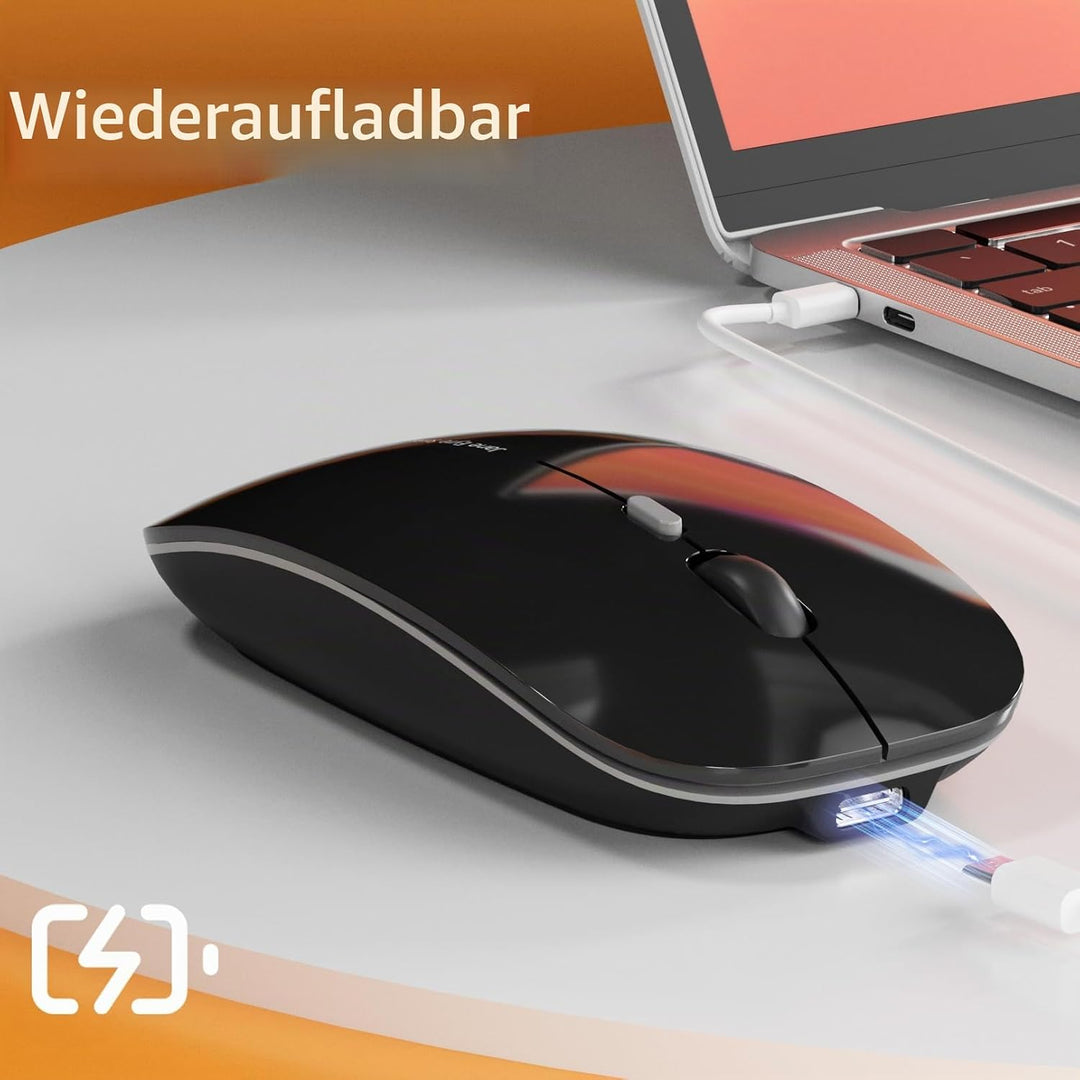 Uiosmuph Q5 Kabellos Maus, Wiederaufladbar Funkmaus 2.4G Leise Funkmaus Ultra Dünn Wireless Computer