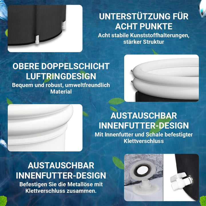 Fleau Home Eisbad XXL PRO - Sitzbad mit Deckel & Pumpe - Einzigartiges Isoliermodell - Doppelsitzkis