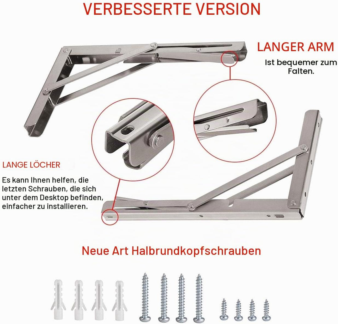 YUMORE Klappkonsole Schwerlast 550mm,Klappregalhalterungen Edelstahl Regalträger Max Load 330 lbs Wa