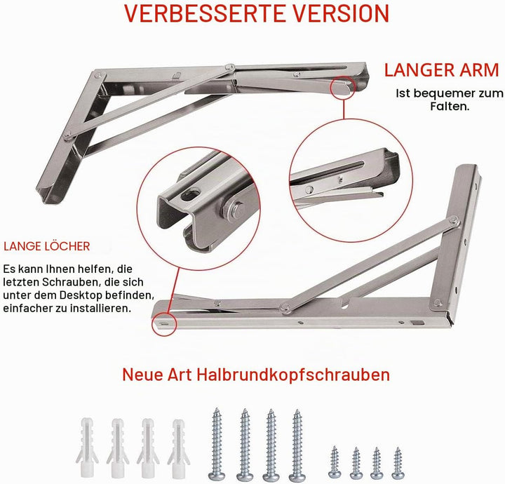 YUMORE Klappkonsole Schwerlast 550mm,Klappregalhalterungen Edelstahl Regalträger Max Load 330 lbs Wa