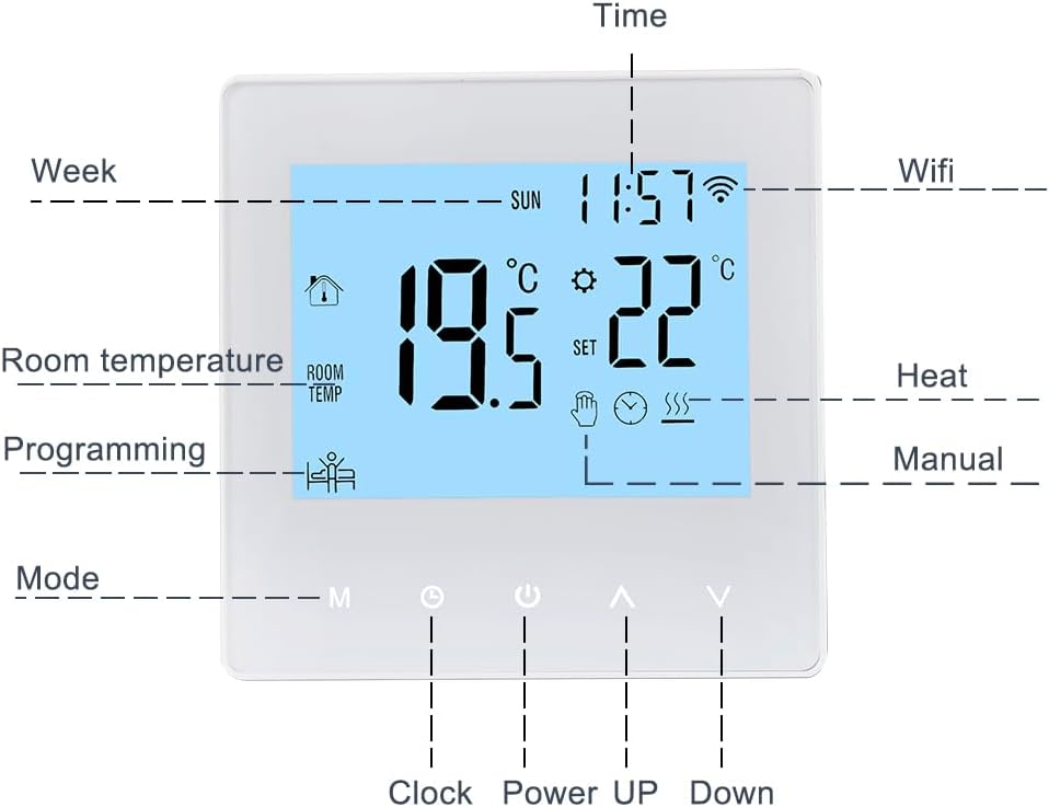 Decdeal WLAN Thermostat Raumthermostat Wasser,Digital Thermostat Fussbodenheizung,Programmierbar 230