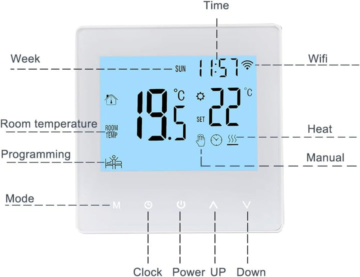 Decdeal WLAN Thermostat Raumthermostat Wasser,Digital Thermostat Fussbodenheizung,Programmierbar 230