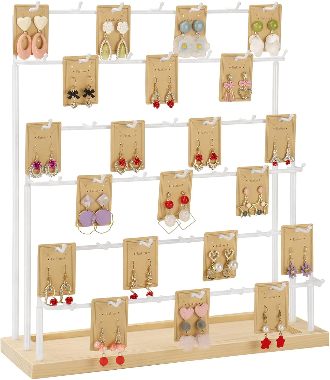 Ohrring-Display für Händler, 6 Etagen, 42 Haken, Holz, Ohrring-Präsentationsständer für Ohrringe, Ha