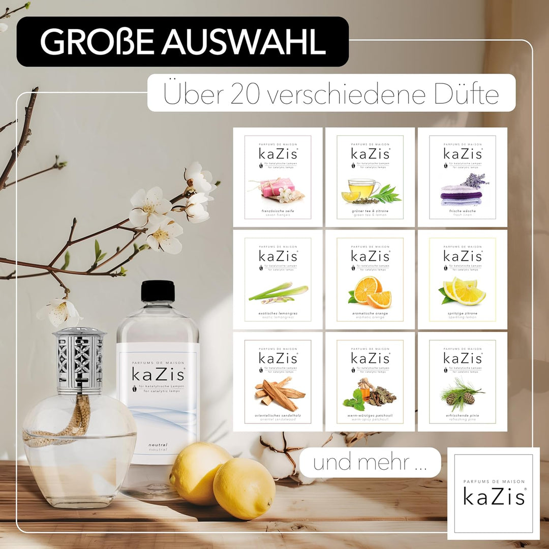 KAZIS® I Katalytische Lampe Twister I Duftlampe I Glas I XXL I 300 ml Inhalt I transparent