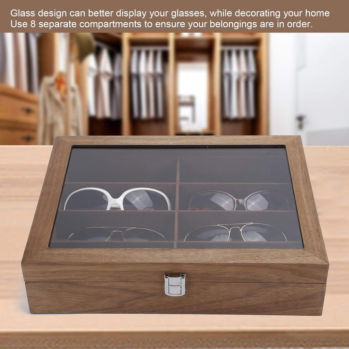 Zyyini Brillenbox zur Aufbewahrung 8 Brillen, 13,4 x 10,4 x 3,1 Zoll Sonnenbrillen Präsentation Bril