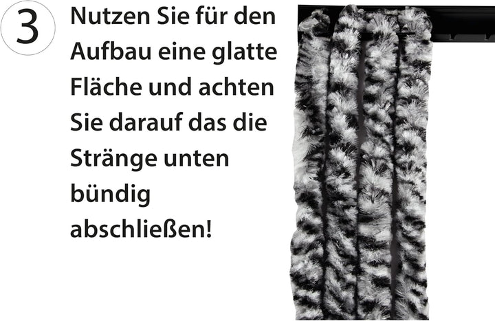 Arsvita Flauschvorhang 160x200 cm in Unistreifen schwarz - gelb, Perfekter Insekten- und Sichtschutz