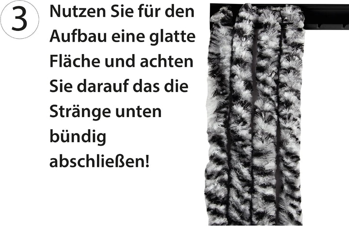 Arsvita Flauschvorhang 80x185 cm in Unistreifen schwarz - gelb, Perfekter Insekten- und Sichtschutz