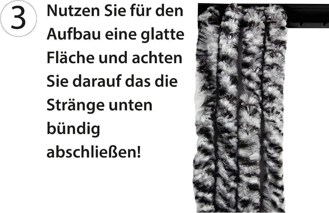 Arsvita Flauschvorhang 160x185 cm in Unistreifen schwarz - gelb, Perfekter Insekten- und Sichtschutz