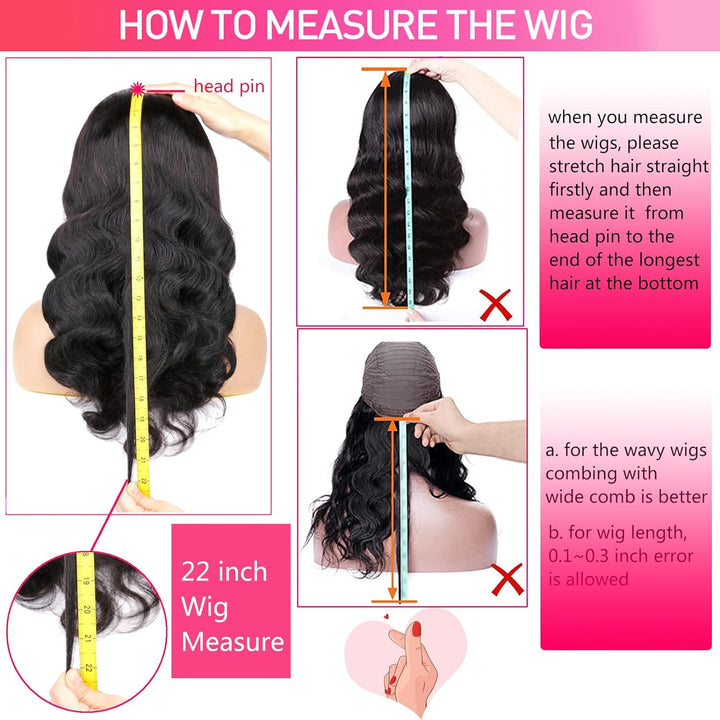 Huarisi HD Lace Front Wigs Human Hair Pre Plucked, 16 inch Body Wave 4x6 Lace Frontal Wigs Real Hair