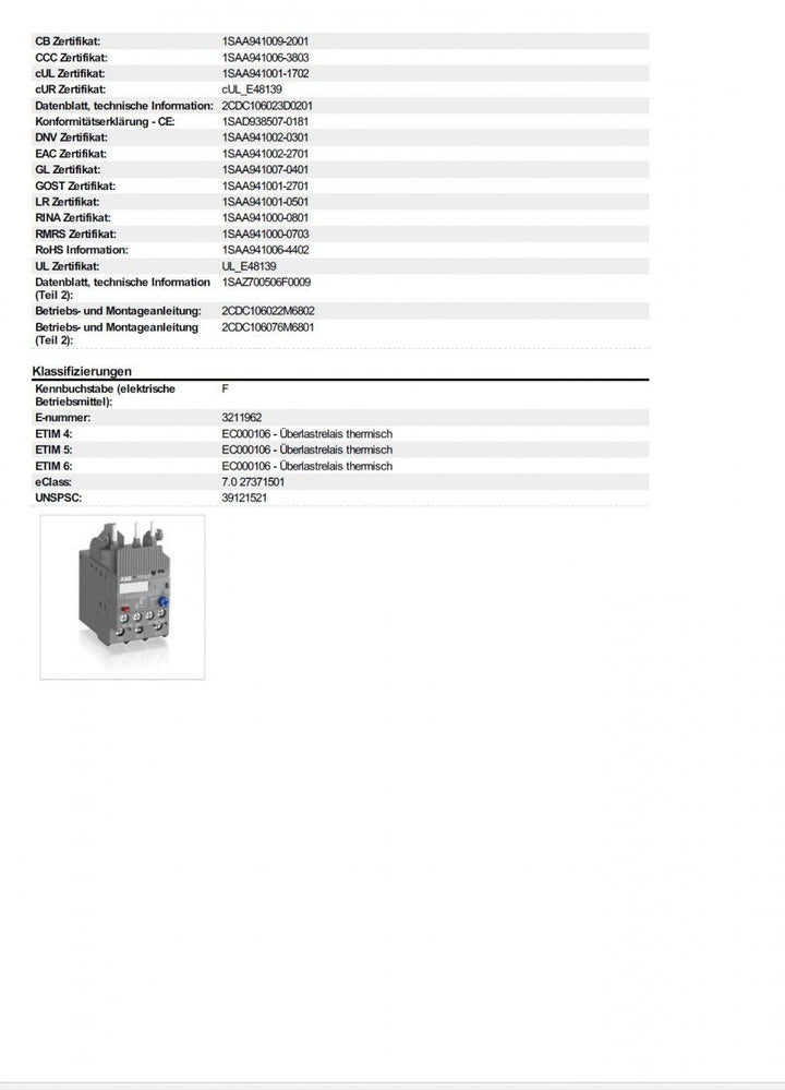 abb-entrelec TF42 – 1,3 – RELE TERMICO Überladung 6 GG