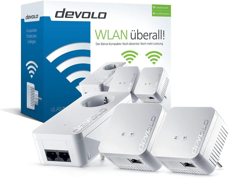 Devolo dLAN 550 WLAN-Netzwerk-Set, Powerline NL, Ethernet/LAN, WLAN, Weiss 3-teilig, Adapter Netzwer