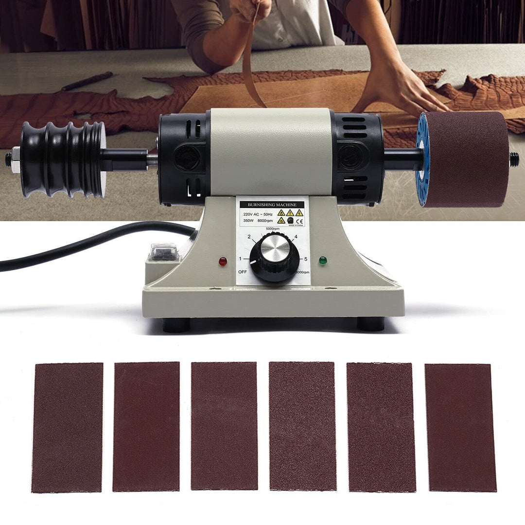 SHZICMY Elektrisch Leder Poliermaschine Schleifmaschine 350W Leder Gummi Polierer mit Palisander Sch