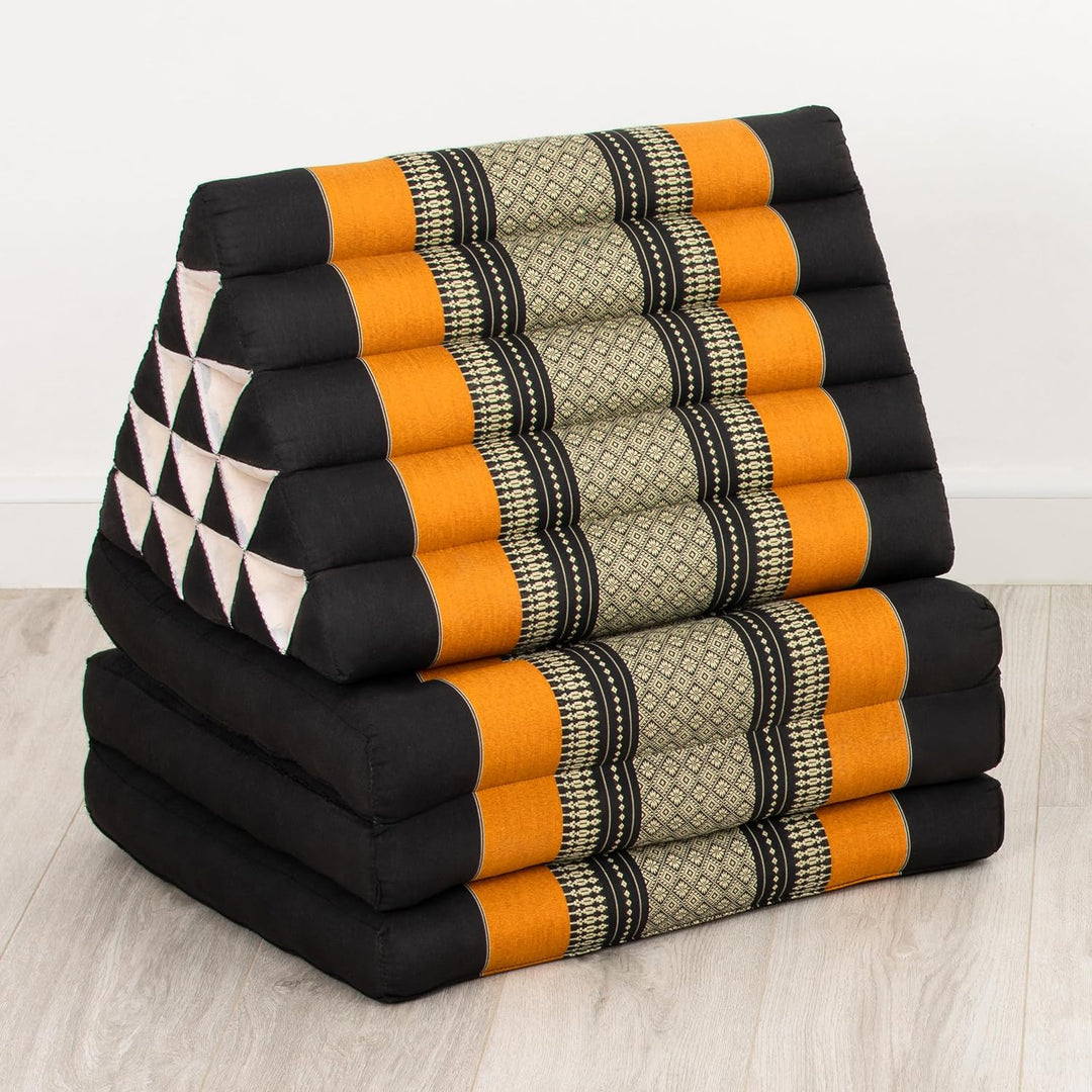 livasia Thaikissen 3 Auflagen extrahoch - 185x55x8cm - Dreieckskissen mit Klappmatratze, Kapok, Jumb