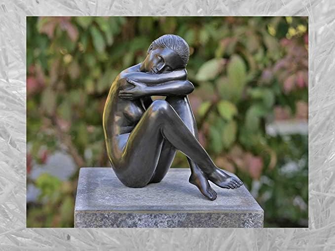 IDYL Bronze-Skulptur Nackte Frau | 37x20x17 cm | Klassische Bronze-Figur handgefertigt | Gartenskulp