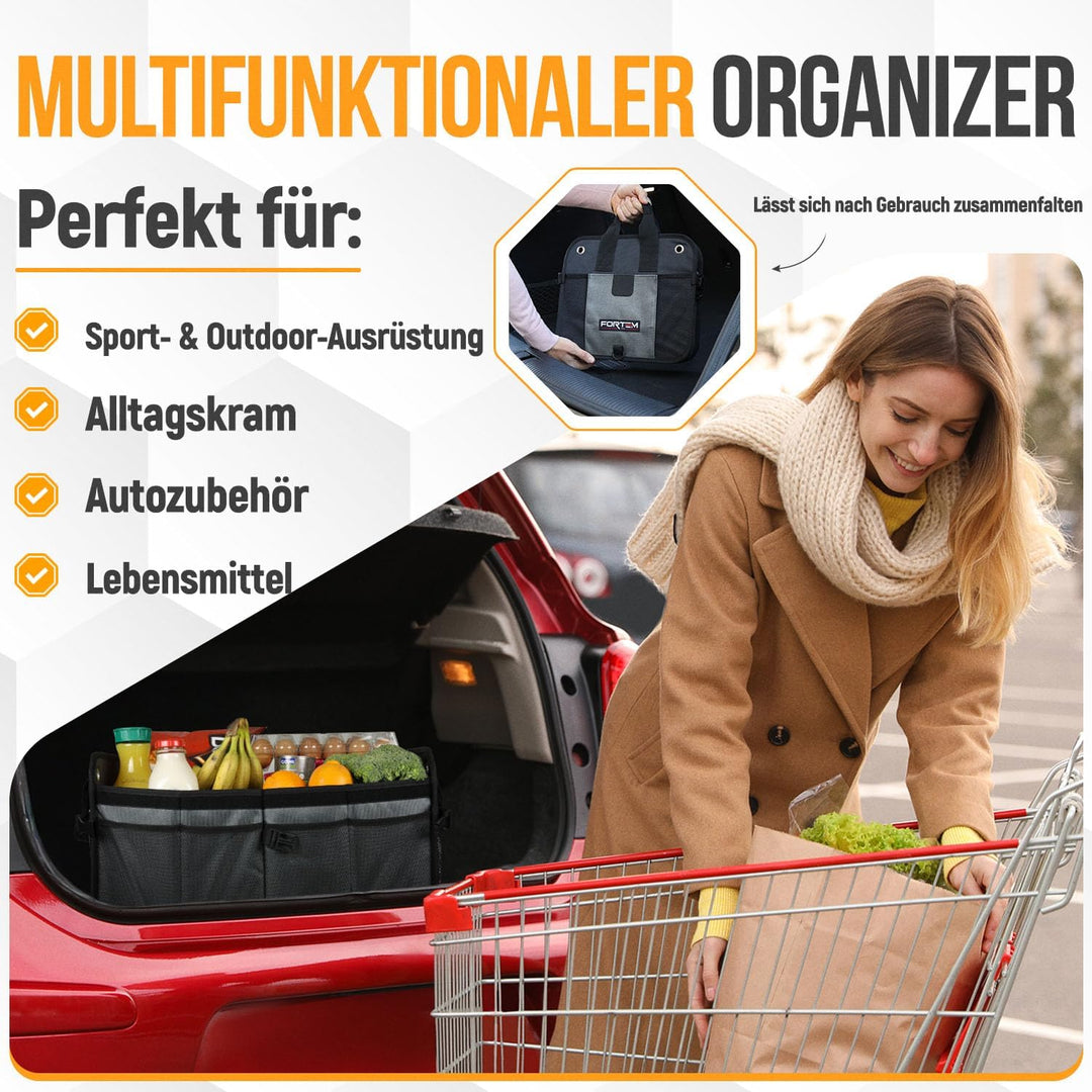 FORTEM Kofferraum Organizer, Kofferraumtasche, Zusammenklappbarer Auto Organizer Kofferraum mit Fäch