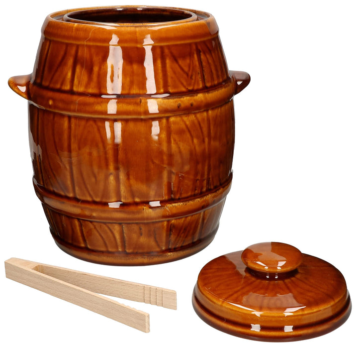 KOTARBAU® Tontopf Hermetisch Verschliessbar 5 L zum Gären mit Deckel + Holzzange Gratis, 5 L