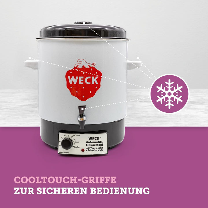 Weck Einkochautomat WAT 14A (Einkochtopf / Einwecktopf mit Auslaufhahn, 35 cm, 230 V, 2000 W, 29 L),