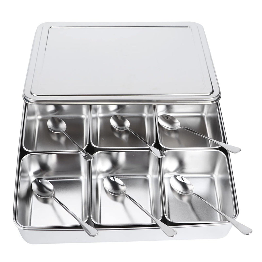 Hapivida Zutatenbehälter Pizza Edelstahl 343 x 299 x 68 mm 6 Gitter Gewürzbox Beilagenbehälter Gewür