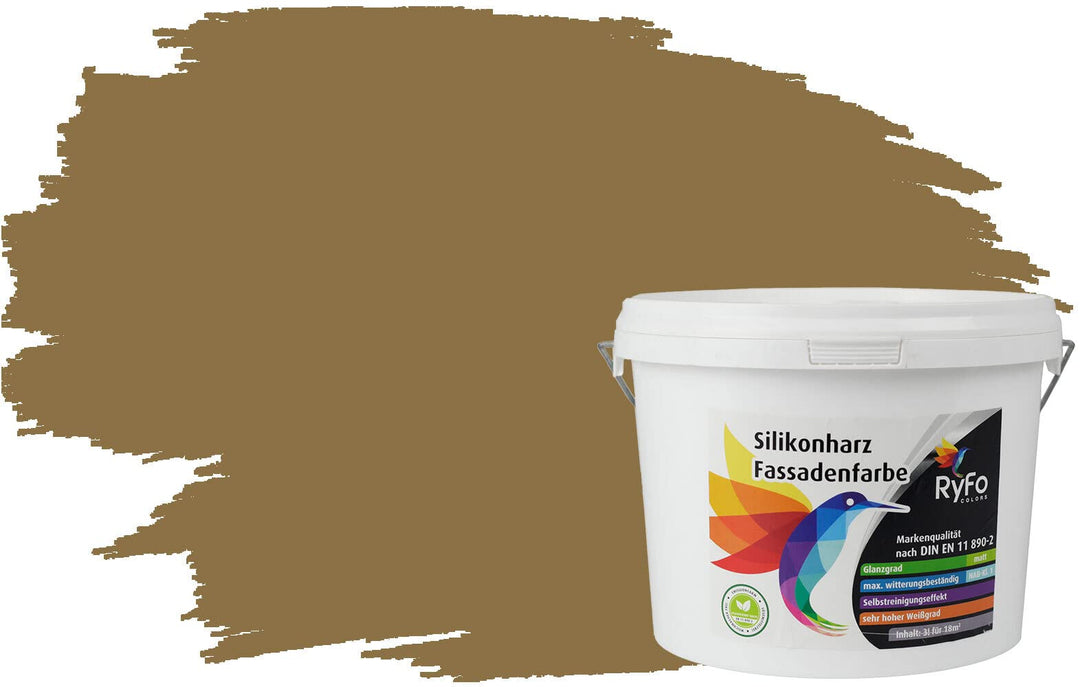 RyFo Colors Silikonharz Fassadenfarbe Lotuseffekt Trend Grünbraun 3l - bunte Fassadenfarbe, weitere