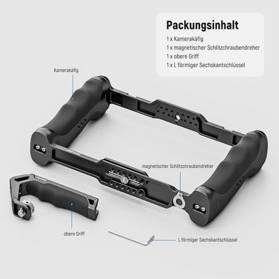 NEEWER Universal Kamerakäfig und oberer Griff mit 3/8" ARRI Positionierungsstiftset, Video Rig Kamer