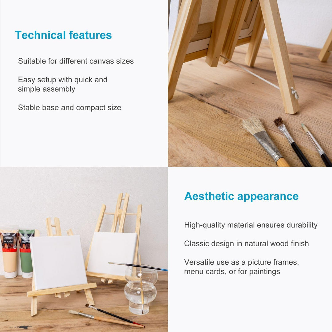Tischstaffelei aus Buchenholz 27 x 50 cm - Klappbarer Bildhalter, Deko Foto-Ständer, Dreibeinige Sit