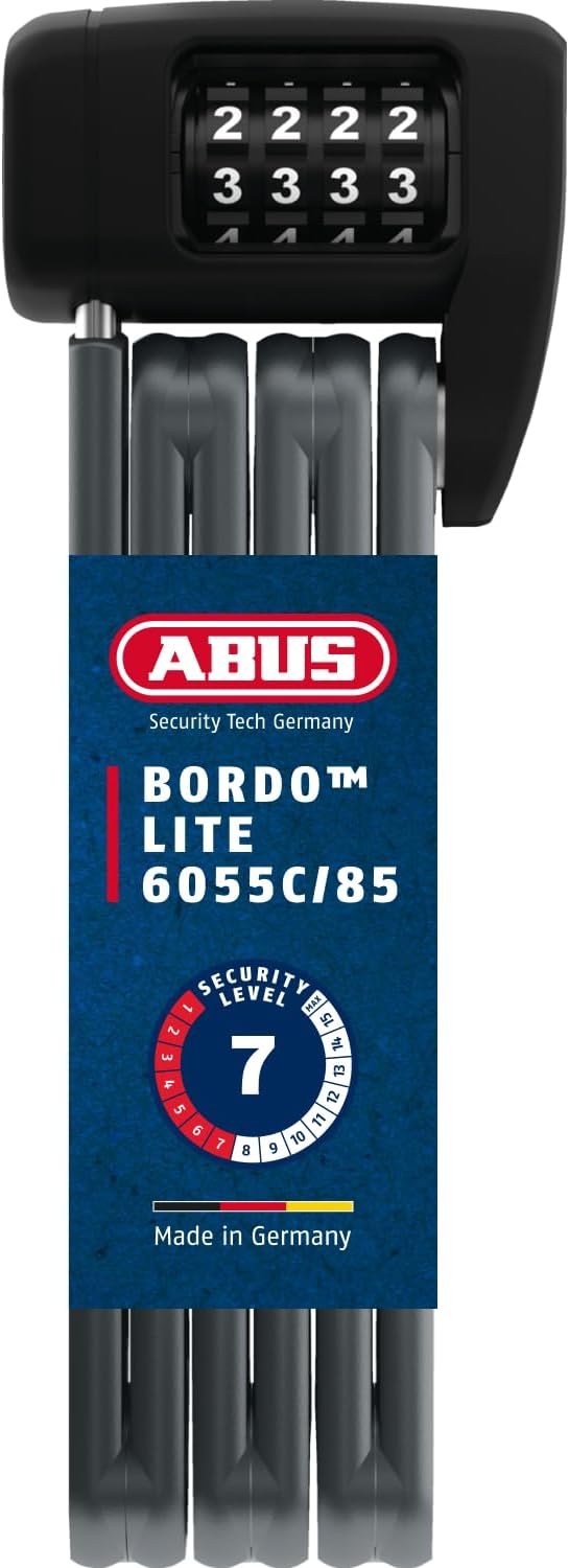 ABUS Faltschloss Bordo Lite 6055C SH - mit Halterung und Zahlencode - Extra-leichtes Zahlenschloss a