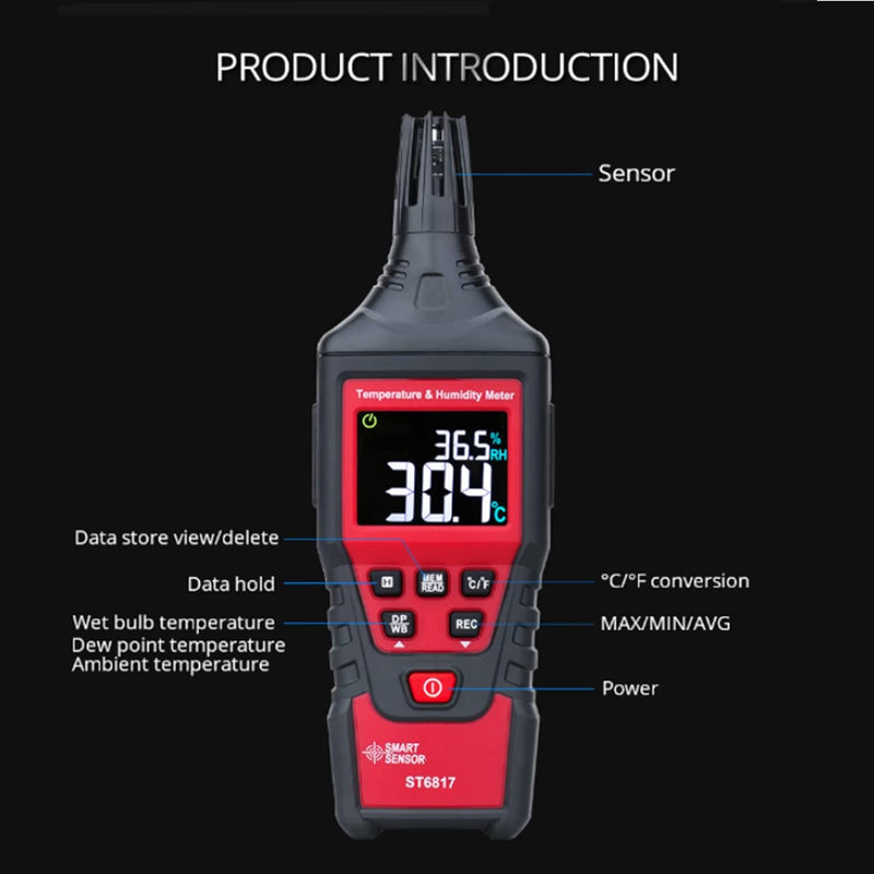 Handheld ST6817 Digitales Temperatur-Feuchtigkeitsmessgerät Hygrometer Thermomet LCD-Display Relativ