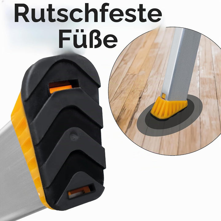 DRABEST Trittleiter 3 Stufen Klappbar - Alu Leiter - Stabiler Klappleiter mit Ablage und Breiten Stu