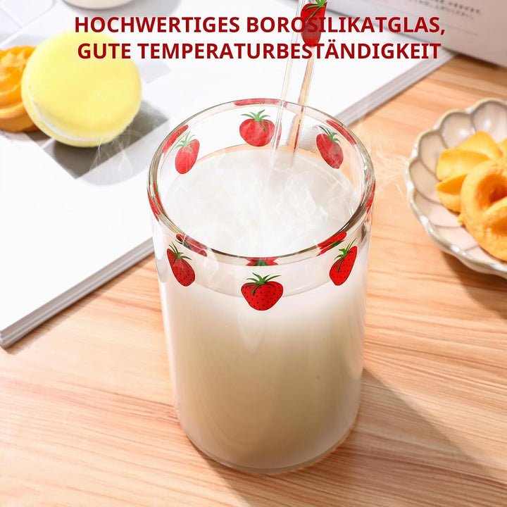 UPKOCH Kaffeebecher 4 Sets Erdbeerglas Erdbeerglas Tasse Klarglas Becher Glas Schnabeltasse Glas Kaf