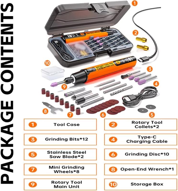 Elektrischer Gravierstift mit LED Display, Gravierstift Set mit 16000 RPM Kabellos Wiederaufladbar m