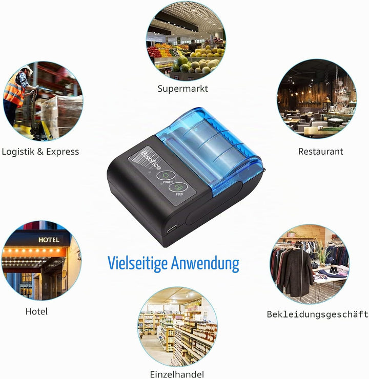 XGR-POS581 Mini Tragbarer Thermodrucker Belegticketdrucker 2 Zoll Wireless USB Beleg Ticket Drucker